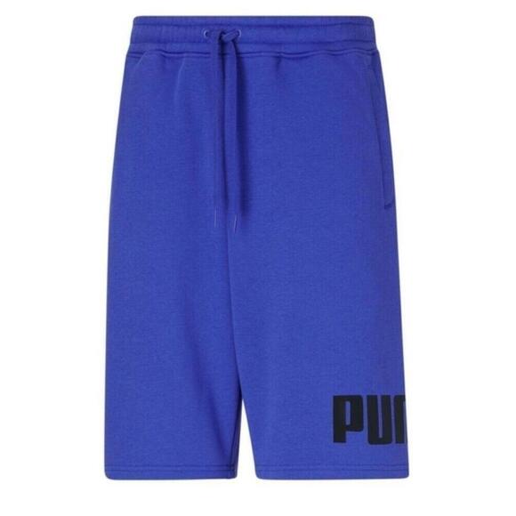 Puma Men's Big Fleece Logo 10in Shorts Royal Sapphire/Blk/Wht-Short - Picture 3 of 13